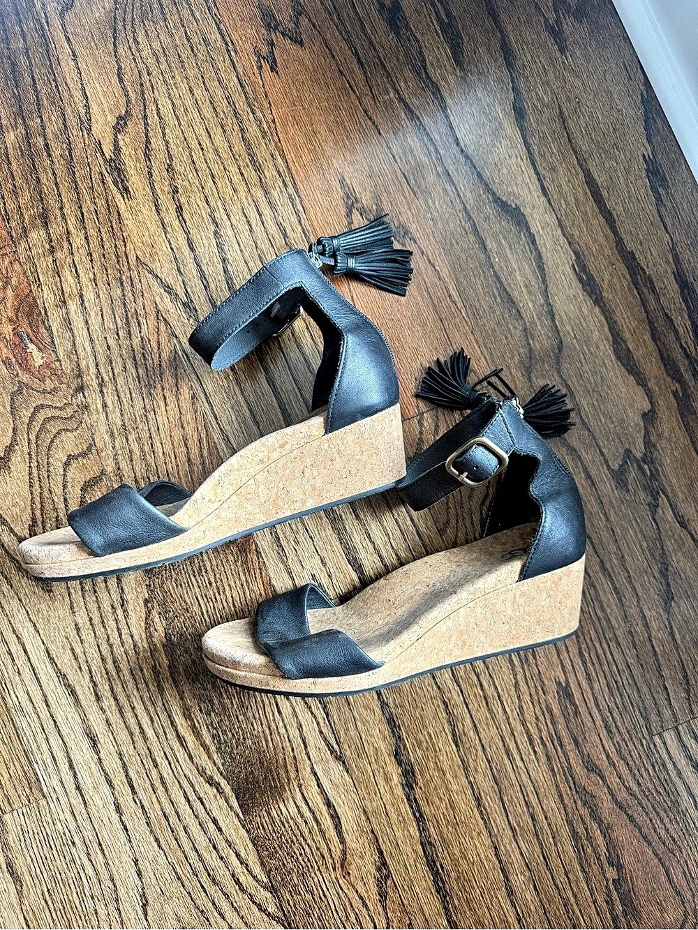 Ugg Black Tassel Wedge Sandals